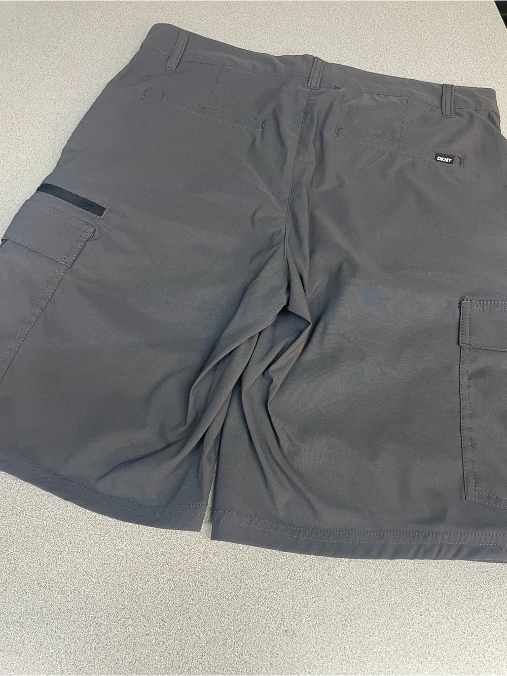 DKNY Men's Gray Cargo Shorts with Zip Pocket